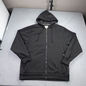 Hudson & Barrow Jacket Mens 2X Black Full‎ Zip Moto Hoodie Ribbed Shoulder